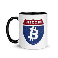 Load image into Gallery viewer, Bitcoin Road Sign Coffee Mug - fomo21
