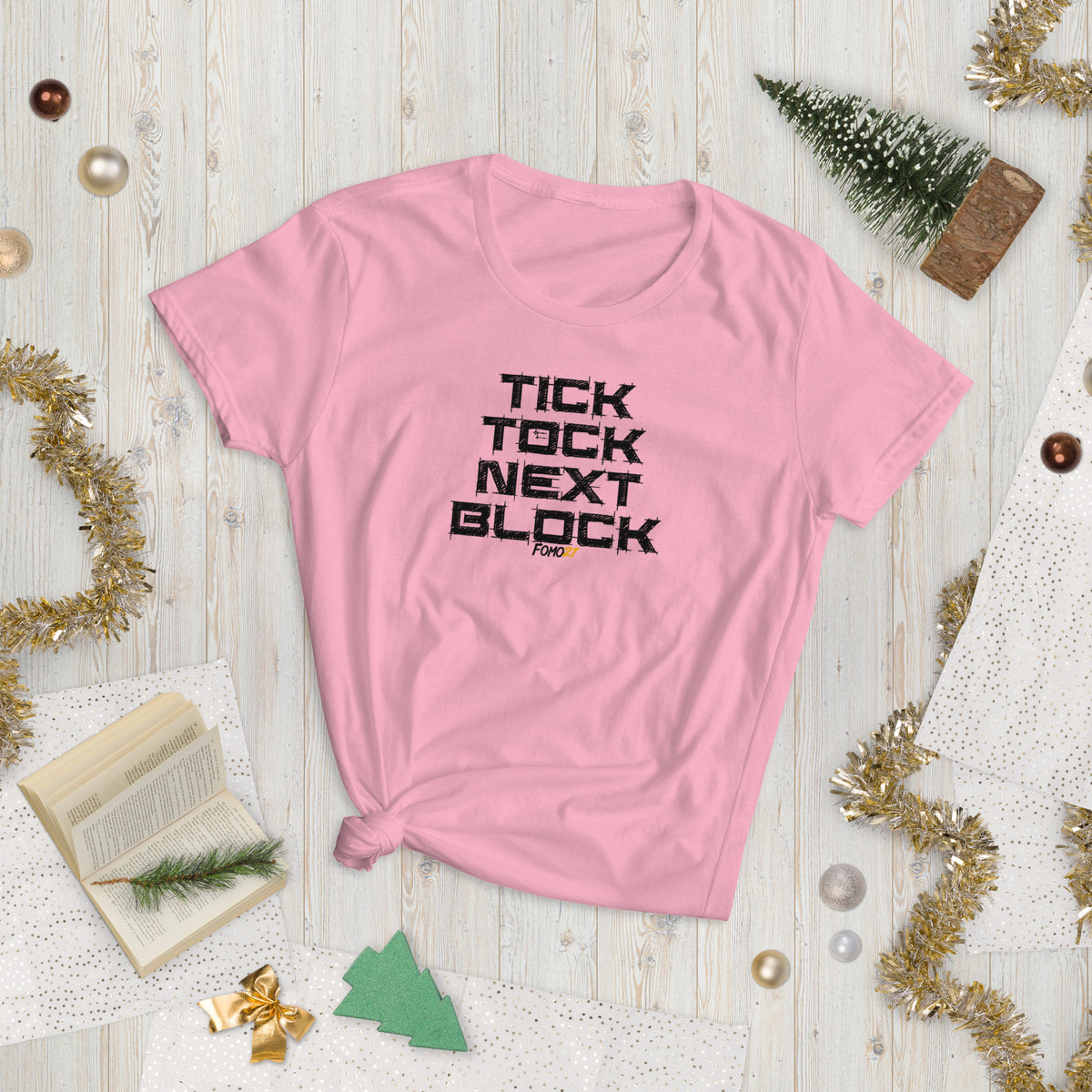 Tick Tock Next Block Bitcoin Women's Fashion Fit T-Shirt - fomo21
