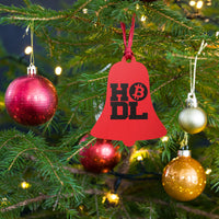 Load image into Gallery viewer, Big Time HODL Red Bitcoin Wooden Christmas Ornament - fomo21
