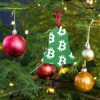 Load image into Gallery viewer, Simple B Green Bitcoin Wooden Christmas Ornament - fomo21
