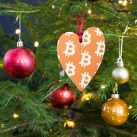 Load image into Gallery viewer, Simple B Orange Bitcoin Wooden Christmas Ornament - fomo21
