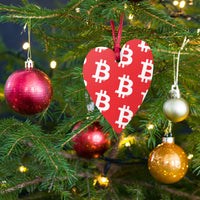 Load image into Gallery viewer, Simple B Red Bitcoin Wooden Christmas Ornament - fomo21

