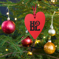 Load image into Gallery viewer, Big Time HODL Red Bitcoin Wooden Christmas Ornament - fomo21
