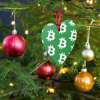 Load image into Gallery viewer, Simple B Green Bitcoin Wooden Christmas Ornament - fomo21
