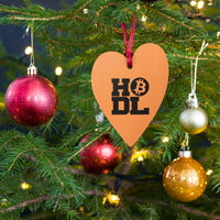 Load image into Gallery viewer, Big Time HODL Orange Bitcoin Wooden Christmas Ornament - fomo21
