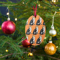 Load image into Gallery viewer, Bitcoin Is For The Cats Orange Wooden Christmas Ornament - fomo21
