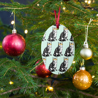 Load image into Gallery viewer, Bitcoin Is For The Cats Green Wooden Christmas Ornament - fomo21
