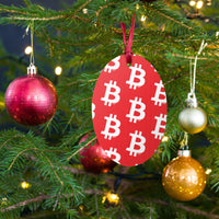 Load image into Gallery viewer, Simple B Red Bitcoin Wooden Christmas Ornament - fomo21
