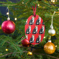 Load image into Gallery viewer, Bitcoin Is For The Cats Red Wooden Ornament - fomo21
