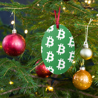 Load image into Gallery viewer, Simple B Green Bitcoin Wooden Christmas Ornament - fomo21
