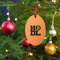 Load image into Gallery viewer, Big Time HODL Orange Bitcoin Wooden Christmas Ornament - fomo21
