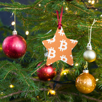 Load image into Gallery viewer, Simple B Orange Bitcoin Wooden Christmas Ornament - fomo21
