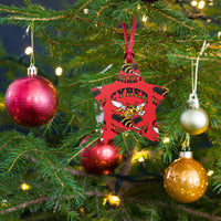 Load image into Gallery viewer, Cyber Hornets Red Bitcoin Wooden Christmas Ornament - fomo21
