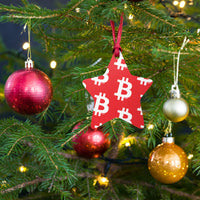 Load image into Gallery viewer, Simple B Red Bitcoin Wooden Christmas Ornament - fomo21
