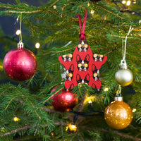 Load image into Gallery viewer, Bitcoin Is For The Dogs Red Wooden Christmas Ornament - fomo21
