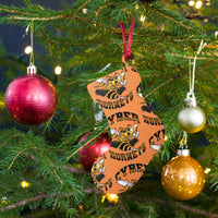 Load image into Gallery viewer, Cyber Hornets Orange Bitcoin Wooden Christmas Ornament - fomo21
