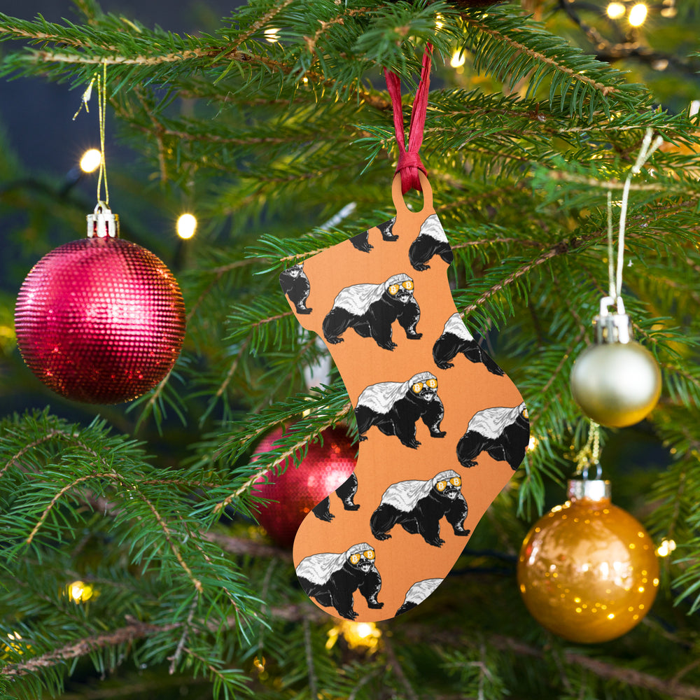 Bitcoin Is For The Honey Badgers Orange Wooden Ornament - fomo21