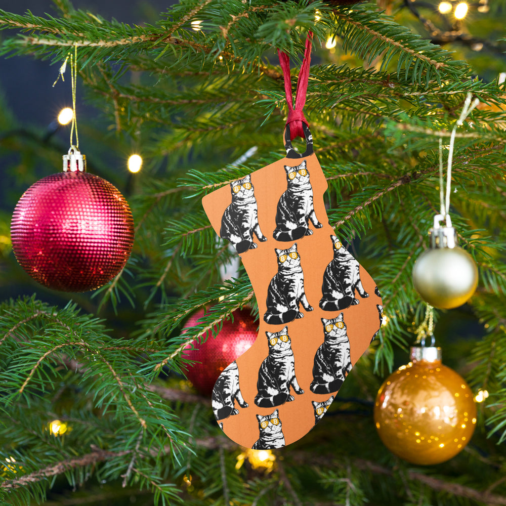 Bitcoin Is For The Cats Orange Wooden Christmas Ornament - fomo21