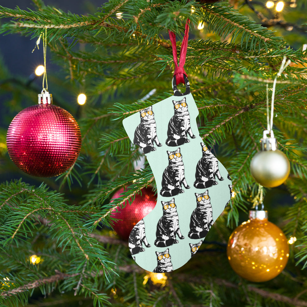 Bitcoin Is For The Cats Green Wooden Christmas Ornament - fomo21