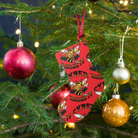 Load image into Gallery viewer, Cyber Hornets Red Bitcoin Wooden Christmas Ornament - fomo21
