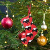 Load image into Gallery viewer, Bitcoin Is For The Honey Badgers Red Wooden Ornament - fomo21
