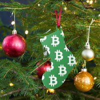 Load image into Gallery viewer, Simple B Green Bitcoin Wooden Christmas Ornament - fomo21
