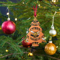 Load image into Gallery viewer, Cyber Hornets Orange Bitcoin Wooden Christmas Ornament - fomo21
