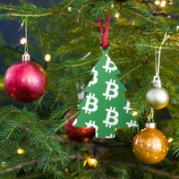 Load image into Gallery viewer, Simple B Green Bitcoin Wooden Christmas Ornament - fomo21

